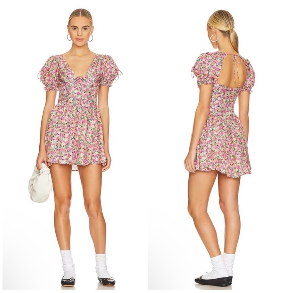 For Love and Lemons Paulina Dress in Multi Floral Size M